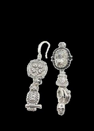Сережки олександр макквін gothic symbol asymmetric earrings з кристалами та підвісками люкс якість