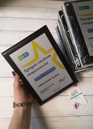 Плакетка, плюсовість, грамота, диплом, сертифікат на металі а4