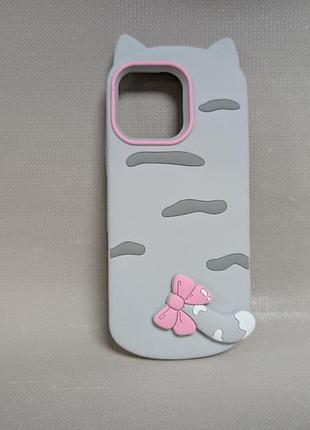 Чехол для iphone 16 pro max / айфон 16 про макс cat case, softtouch, мягкий, серый