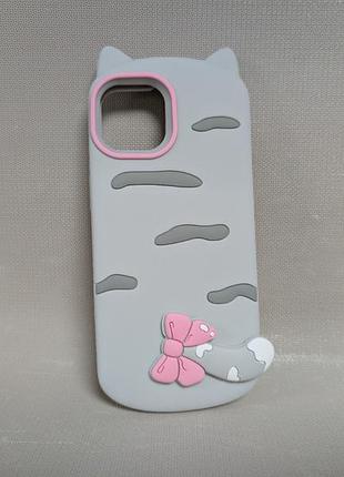 Чехол для iphone 14 / айфон 14 cat case, softtouch, мягкий, серый