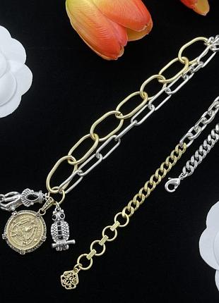 Кольє олександр макквін mixed chain charms necklace lux люкс якість