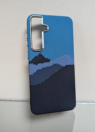 Чехол для samsung s24 plus / самсунг с24 плюс pitaka style, magsafe, накладка, поликарбонат, гладкий, синий