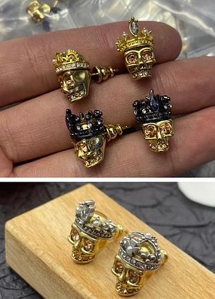 Серьги alexander mcqueen skull crown минимализм с харизмой люкс