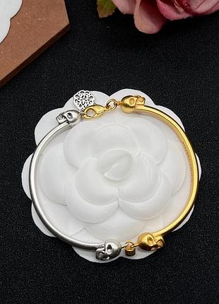 Браслет александр маккуин skull contrast bangle gold/silver люкс качество