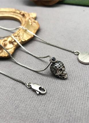 Кулон александр маккуин skull crystal necklace silver люкс качество
