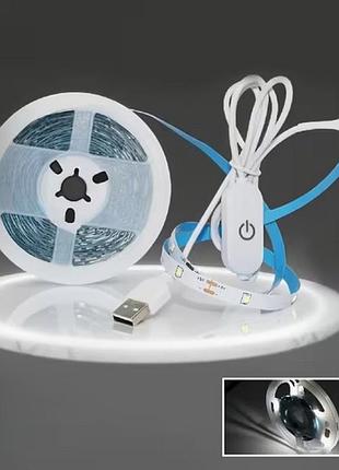 Светодиодная гибкая клеящаяся с выключателем usb led стрик ww-10wi белая 10м