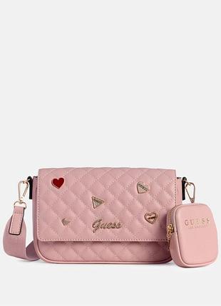 Сумка крос-боді жіноча guess (190231928379) lawthorn logo charm quilted рожева