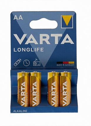 Батарейки varta longlife aa (lr6) 1.5v лужні, комплект 4 шт.