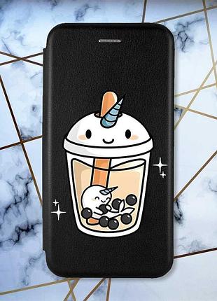 Чехол-книжка черный с рисунком на xiaomi redmi 15 коктейль единорог (принт 96)