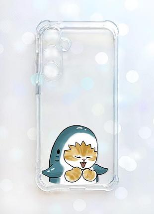 Чехол с утолщенными углами на samsung galaxy s25 fe котенок акула (принт 376)