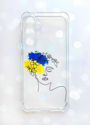 Чехол с утолщенными углами на samsung galaxy s25 fe украинка арт (принт 3)