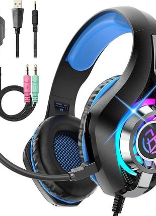 Игровые наушники tatybo для ps5, ps4 pc, xbox s/x series switch pc, игровые наушники с микрофоном с шумоподавлением и rgb-подсвето