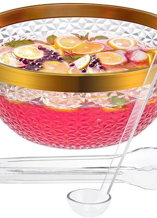 Пластиковая чаша nihome с половником и щипцами для вечеринок, весель, барбекю, прозрачная чаша для напитков и салата