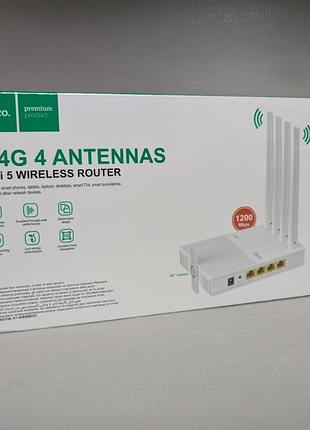 Маршрутизатор hoco hi31 wi‑fi5 router, двухдиапазонный wi‑fi роутер 1200 мбит/с, 4 антенны, 1 wan + 3 lan