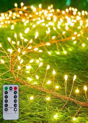 Гірлянда usb + пульт феєрверк 200 led 6 м теплий білий