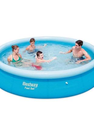 Наливний надувний басейн bestway 57273 fast set (366*76 см, 5377 л)
