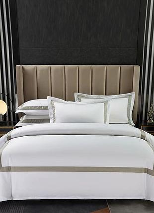 Комплект постельного белья kunmeng imperial beige египетский хлопок 200-230 см белый