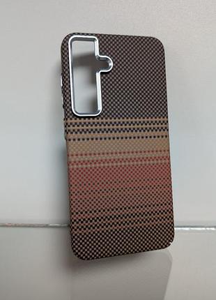 Чехол для samsung s24 / самсунг с24 pitaka style, накладка, поликарбонат, гладкая поверхность, magsafe, коричневый
