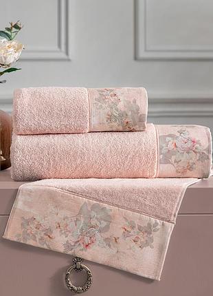 Набор полотенец tivolyo home nostalgia pudra 3-lu 30×50 см, 50-100 см,75-150 см махровые пудровые