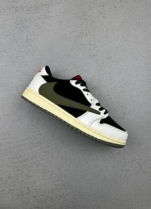 Мужские кроссовки nike air jordan 1 low travis scott black olive джордан черного с оливковым цветов