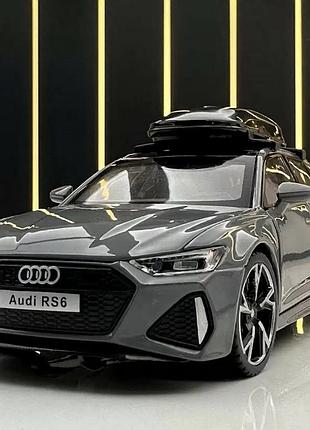 Модель авто audi rs6 avant 1:32 серый металлическая универсал съемный багажник открывающиеся двери свет звук инерционная машинка
