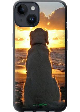 Чехол на iphone 14 закат и собака "3966u-2648-2448"