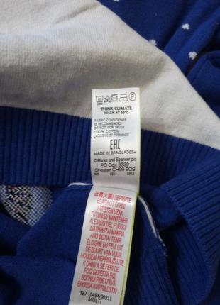 🎄 брендовий новорічний светр m&s з пінгвінами | яскравий колір “електрик” 5