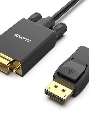 Кабель benfei displayport-vga, адаптер чоловічий-чоловічий, позолочений, для lenovo, dell, hp, asus та інших брендів, 0,9 м