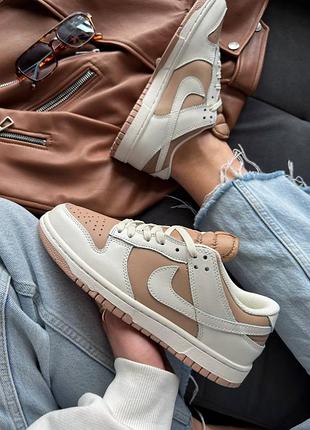 Женские кроссовки nike sb dunk low beige найк данк бежевого цвета