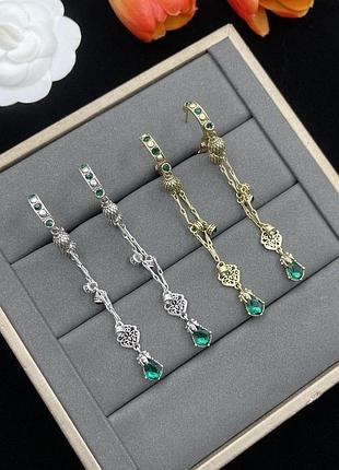 Серьги александр маккуин emerald chain drop earrings люкс качество