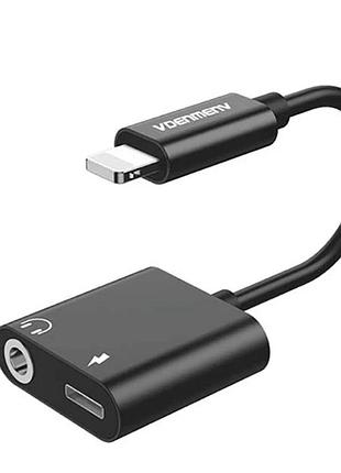 Адаптер переходник для iphone ipad 3.5mm aux + зарядка denmen du08