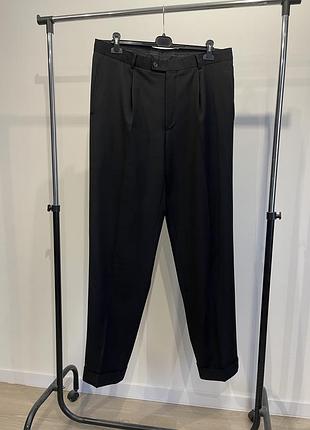 Класичні вовняні штани брюки чорні hugo boss (super 100) xxl w38-40