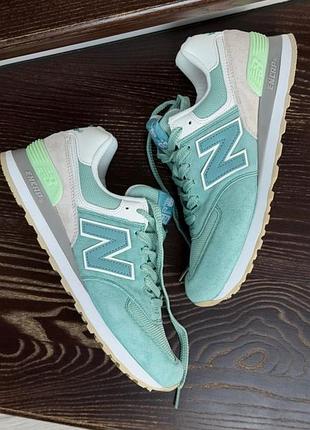 Женские кроссовки new balance 574 мятного цвета