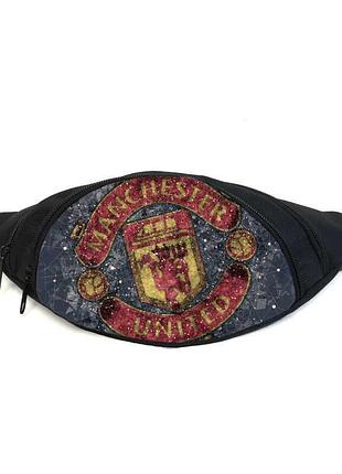 Поясная сумка бананка фк манчестер юнайтед (gb - fc manchester united 01) gear bag черная