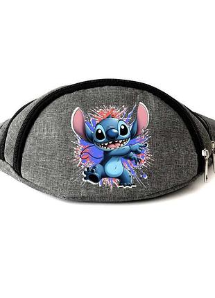 Поясная сумка бананка лило и стич (lilo & stitch 05) cappuccino toys серая