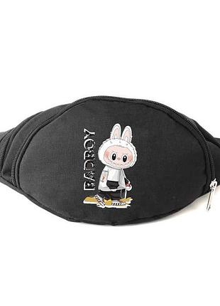 Сумка бананка на пояс лабубу (labubu-01) cappuccino toys черная