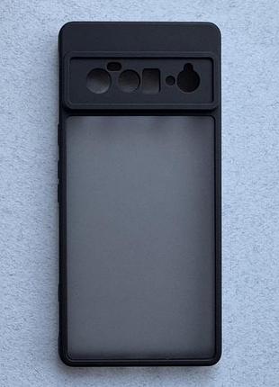 Google pixel 6 pro силиконовый чехол (бампер) чёрный с полупрозрачной матовой задней частью