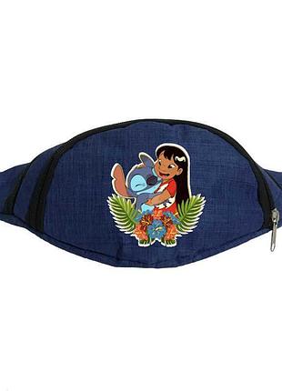 Поясная сумка бананка лило и стич (lilo & stitch 03) cappuccino toys синяя