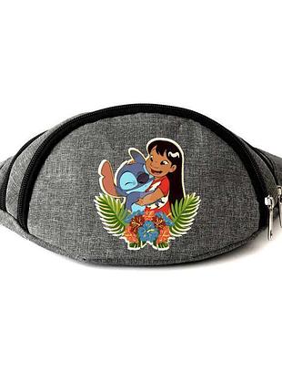 Поясная сумка бананка лило и стич (lilo & stitch 03) cappuccino toys серая