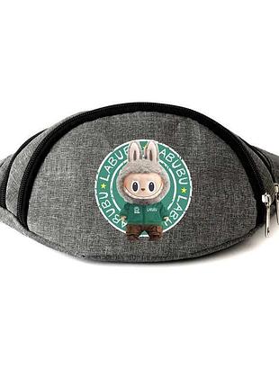 Сумка бананка на пояс лабубу (labubu-04) cappuccino toys серая