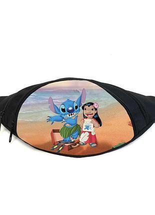 Поясна сумка бананка ліло та стіч (gb-lilo & stitch 02) gear bag чорна