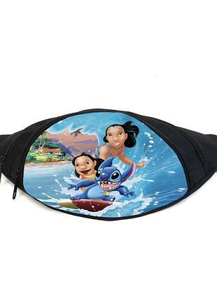 Поясная сумка бананка лило и стич (gb- lilo & stitch 04) gear bag черная