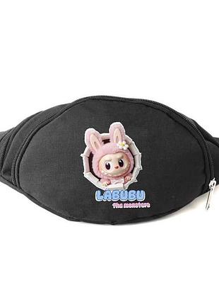 Сумка бананка на пояс лабубу (labubu-03) cappuccino toys черная