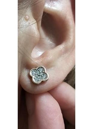 Серебряные пусеты c позолотой в виде цветка арт. 958с rc