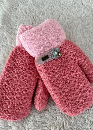 Детские перчатки от 3-6 лет детские варешки утепленные мехом