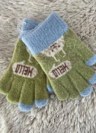 Детские перчатки от 1-3 лет детские перчатки альпака, одинарные детские перчатки зеленый