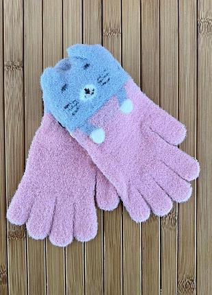 Детские перчатки от 1-3 лет детские перчатки альпака, одинарные детские перчатки розово-серые