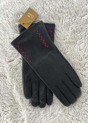 Женские кожаные перчатки цвет черный, перчатки из натуральной кожи shuaie gloves 8
