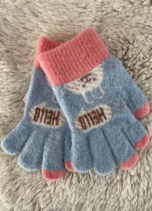 Детские перчатки от 1-3 лет детские перчатки альпака, одинарные детские перчатки голубой