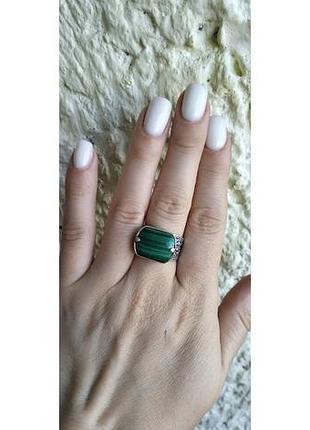 Серебряное кольцо с малахитом 21